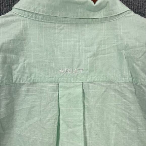 Ariat Solid Slub Classic Dress Shirt Men's XXL Green Button Down Long Sleeve - Picture 10 of 13
